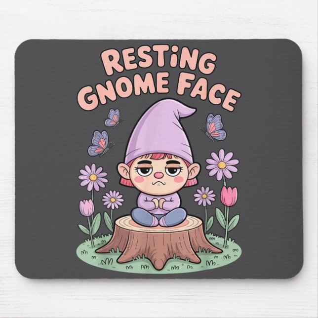 Mousepad Resting Gnome Face Cute Funny Christmas Kawaii Car (Frente)