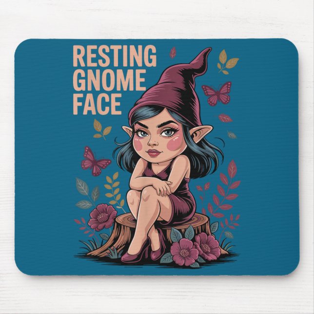 Mousepad Resting Gnome Face Cute Funny Christmas Kawaii Car (Frente)