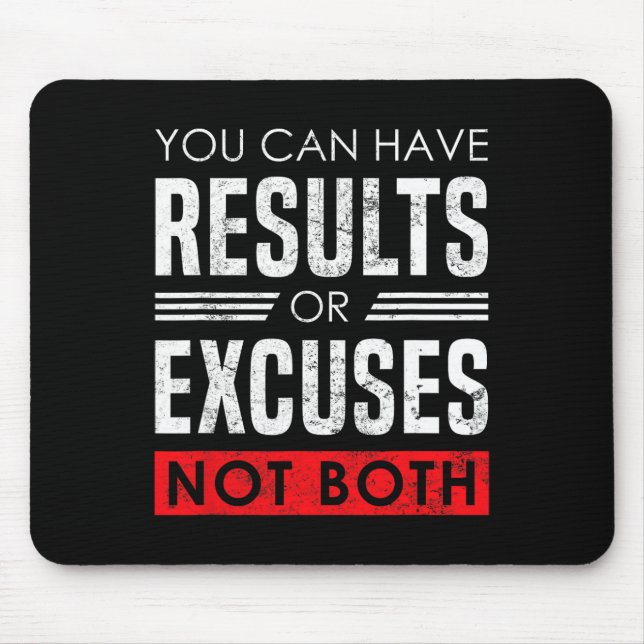 Mousepad Results Or Excuses - Motivational Bodybuilding Quo (Frente)