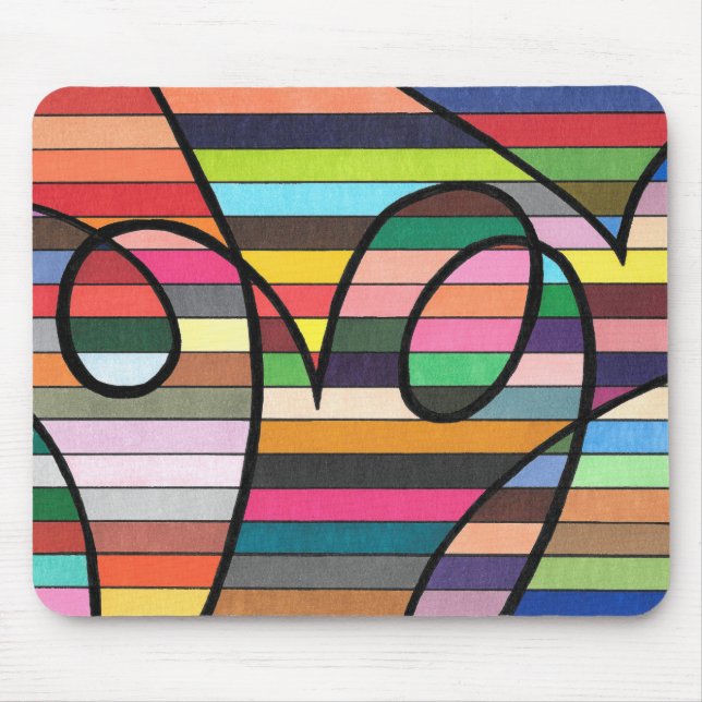 Mousepad Resumo Abstrato Listrado Vibrante com Redemoinhos  (Frente)
