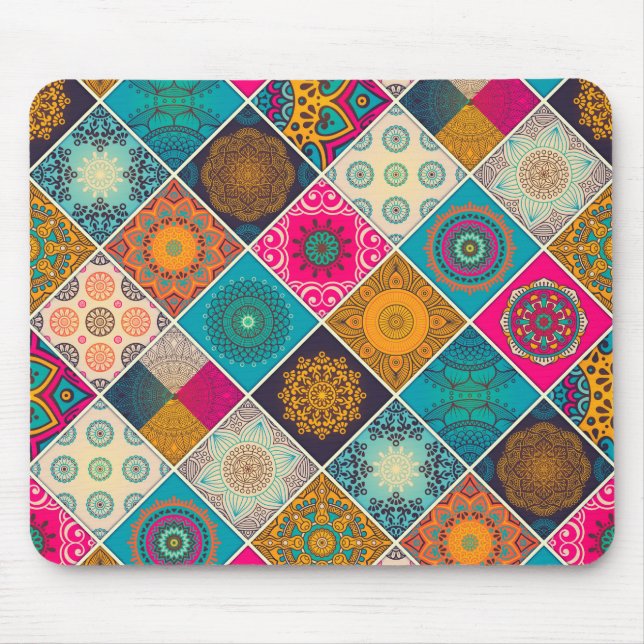 Mousepad Retalhos boémios coloridos da mandala (Frente)