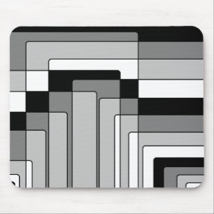 Mousepad Retângulos abstrato preto e branco