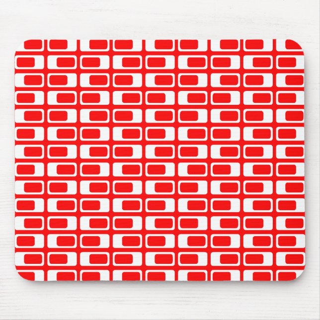 Mousepad Retângulos Alternativos (Branco com Vermelho) (Frente)
