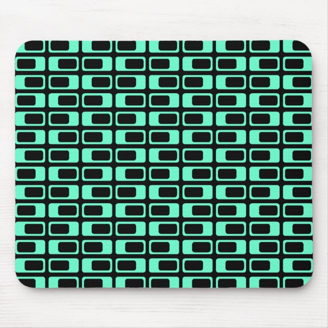 Mousepad Retângulos Alternativos (Turquesa com Preto) (Frente)