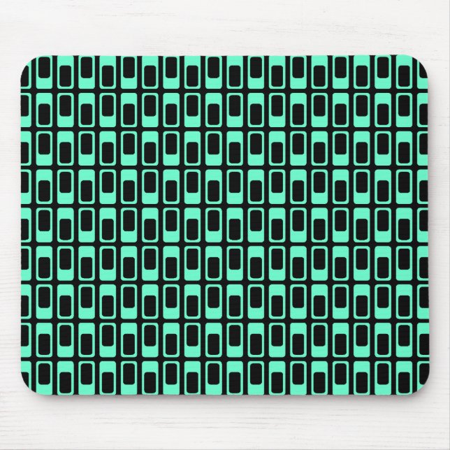 Mousepad Retângulos Alternativos (Turquesa com Preto) (Frente)