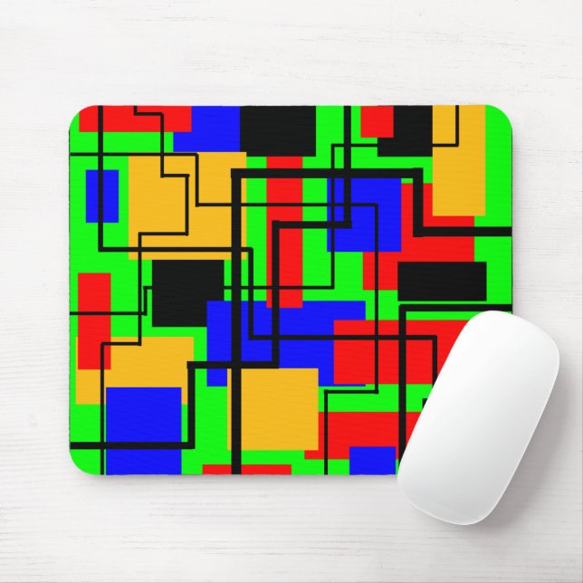 Mousepad Retângulos e linhas Bauhaus (Com mouse)