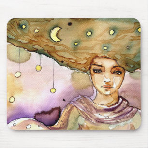Mousepad Retrato abstrato e mulher bonito