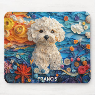 Mousepad Retrato Colorido de Cão Cachorro de Papel Fascende