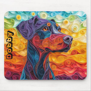 Mousepad Retrato Colorido de Enchimento de Papel Doberman