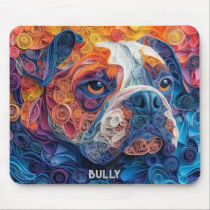 Mousepad Retrato Colorido de Papel para Bulldog Enfileirand