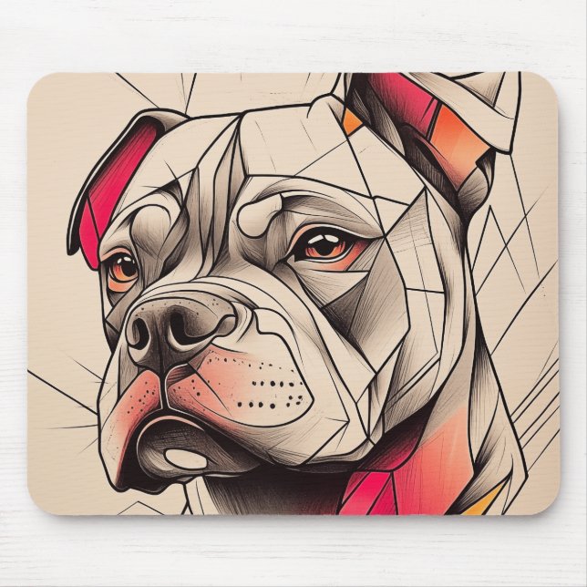 Mousepad Retrato de Abstrato para Touro (Frente)