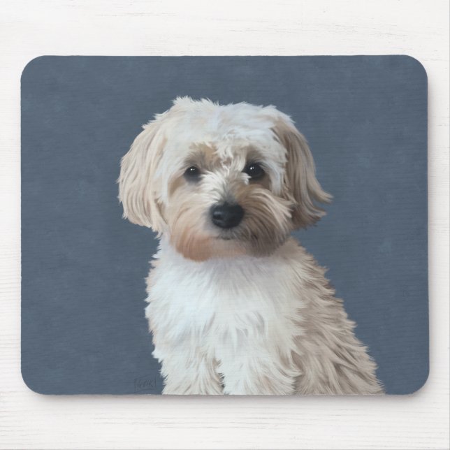 Mousepad Retrato de animais de estimação de cachorro-torto (Frente)