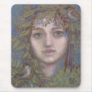 Mousepad Retrato de Arte de Fantasia Surreal Lady Sparrow