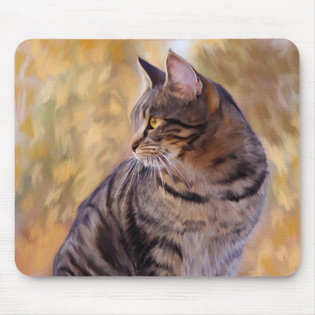 Mousepad Retrato de arte de gato (Frente)