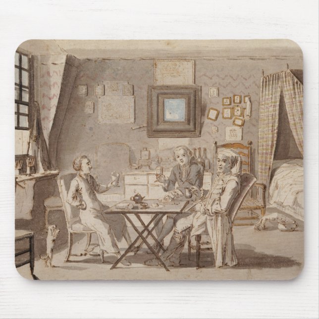 Mousepad Retrato de auto com os dois homens novos (caneta & (Frente)