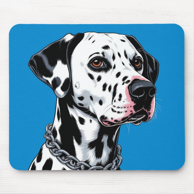 Mousepad Retrato de Cão Dalmata Contra Fundo Azul (Frente)