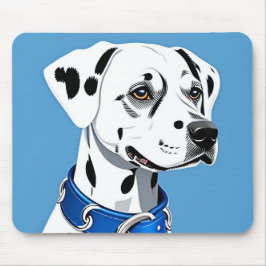 Mousepad Retrato De Cão Dalmático Com Colar Azul