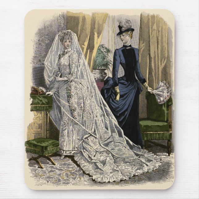 Mousepad Retrato de casamento vintage, Noiva Vitoriana (Frente)