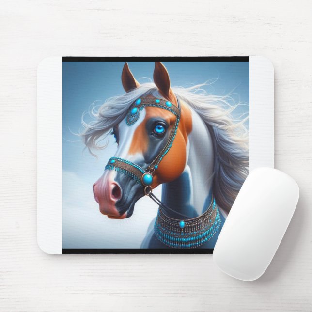 Mousepad Retrato de Cavalo Árabe Pintado (Com mouse)