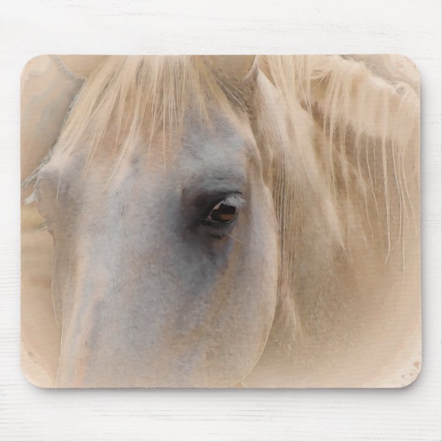 Mousepad Retrato de Cavalo Branco (Frente)