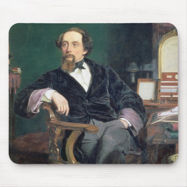 Mousepad Retrato de Charles Dickens (óleo em canvas) (Frente)