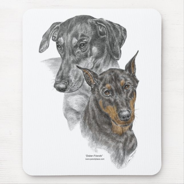 Mousepad Retrato de Dois Dobermans (Frente)