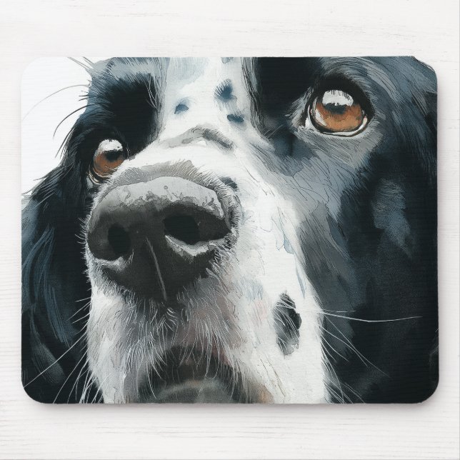 Mousepad retrato de english springer spaniel com ticking (Frente)