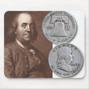 Mousepad Retrato de Franklin com meios dólares