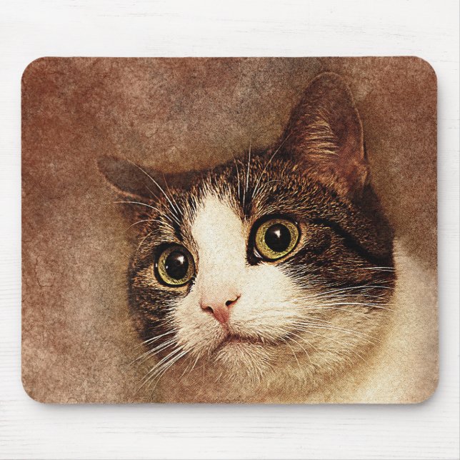 Mousepad Retrato de Gatinho de olhos largos | ABSTRATO | Wa (Frente)