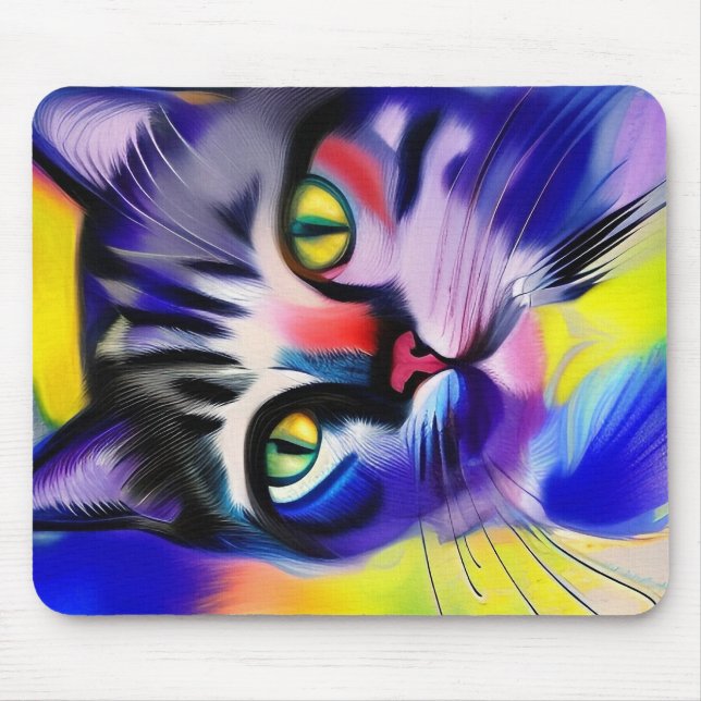 Mousepad Retrato de gato (Frente)