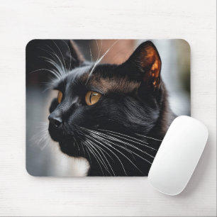 Mousepad Retrato de Gato Preto