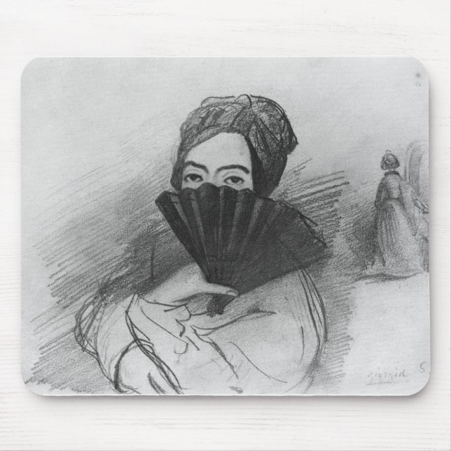 Mousepad Retrato de George Sand atrás de seu fã (Frente)