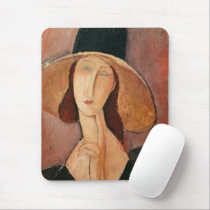 Mousepad Retrato de Jeanne Hebuterne em um chapéu grande