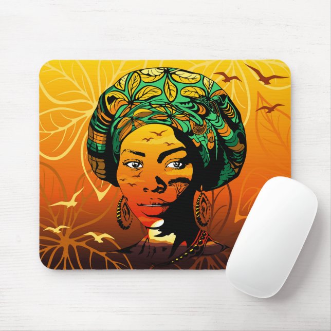 Mousepad Retrato de Mulher Africana com Sunset (Com mouse)