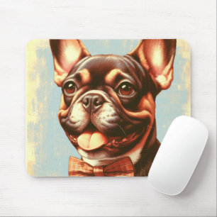 Mousepad Retrato de pintura de Bulldog Francês Vintage