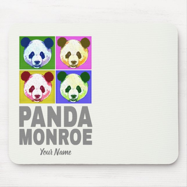 Mousepad Retrato de Pop de Arte do Urso Panda Monroe (Frente)