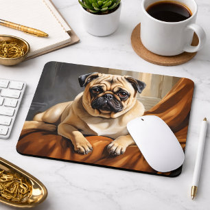 Mousepad Retrato de Pug Clássico Arte de Animal Realista