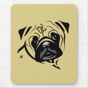 Mousepad Retrato de Pug em Linha