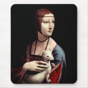 Mousepad Retrato de uma senhora com arminho (uma doninha)