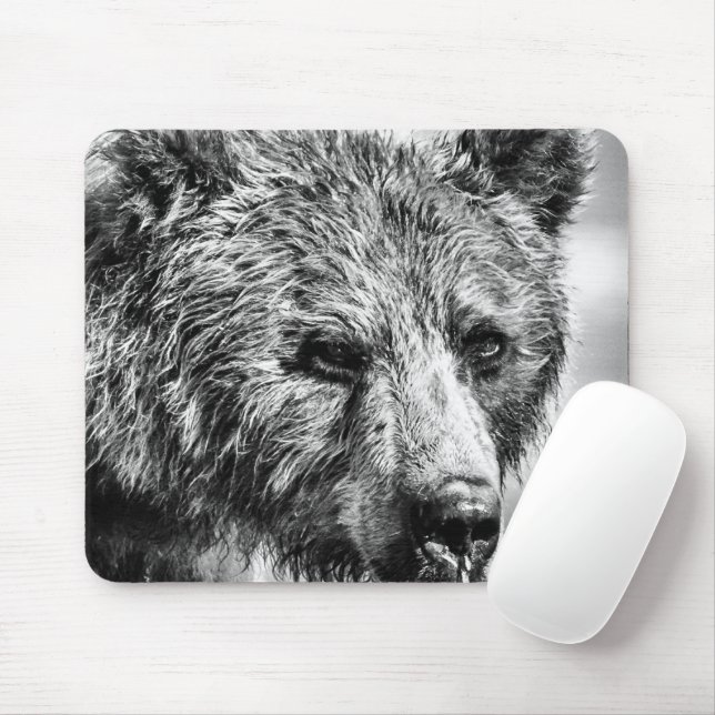 Mousepad Retrato de urso pardo (Com mouse)