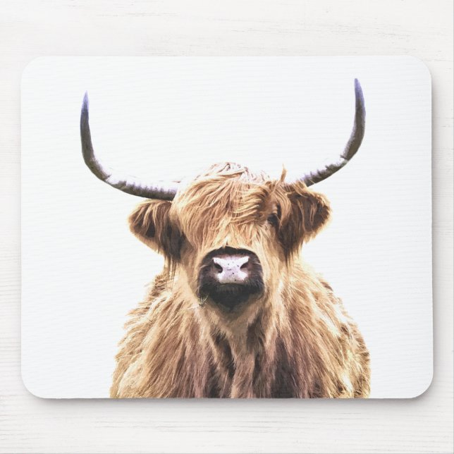 Mousepad Retrato de Vaca Highland (Frente)