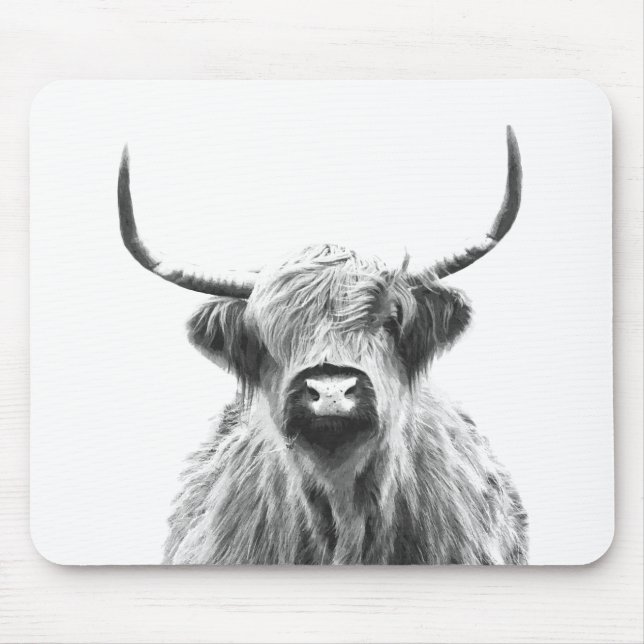 Mousepad Retrato de Vaca Preta e Branca (Frente)