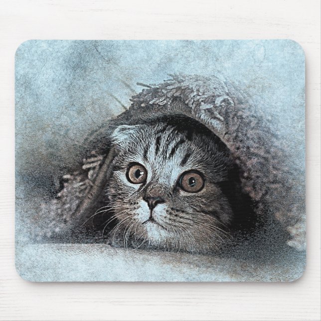 Mousepad Retrato do Gatinho Peek A Boo | ABSTRATO | Waterco (Frente)