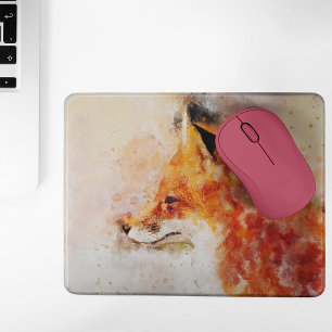 Mousepad Retrato em Aquarela da Raposa Vermelha 03