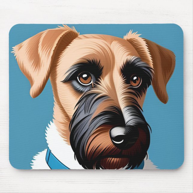 Mousepad Retrato Estilizado de um Cão Terrier (Frente)