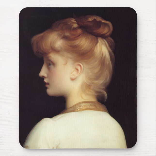 Mousepad Retrato feminino de trás (por Frederic Leighton) (Frente)