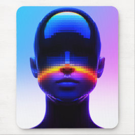Mousepad Retrato Futurista em Pixel Art – Abstrato Digital