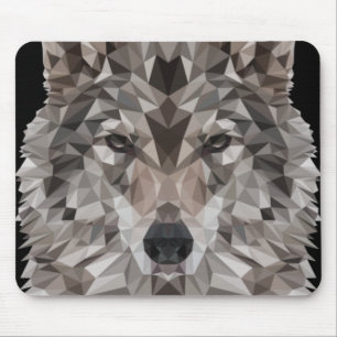 Mousepad Retrato Geométrico do Wolf da cinza