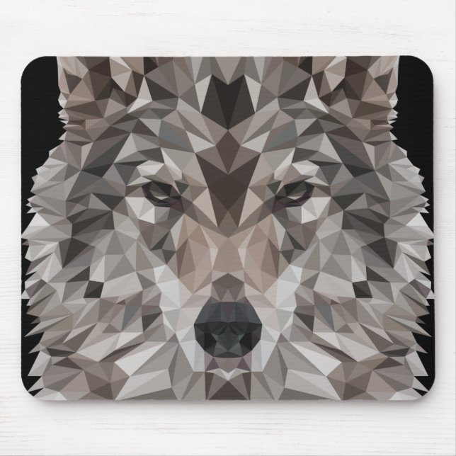 Mousepad Retrato Geométrico do Wolf da cinza (Frente)
