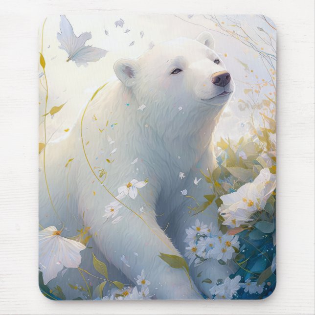 Mousepad Retrato Polar Retrato Animal Pintura Selvagem (Frente)